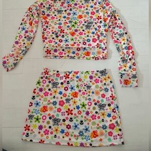 O-Mighty Multicolor Floral Hoodie and skirt
